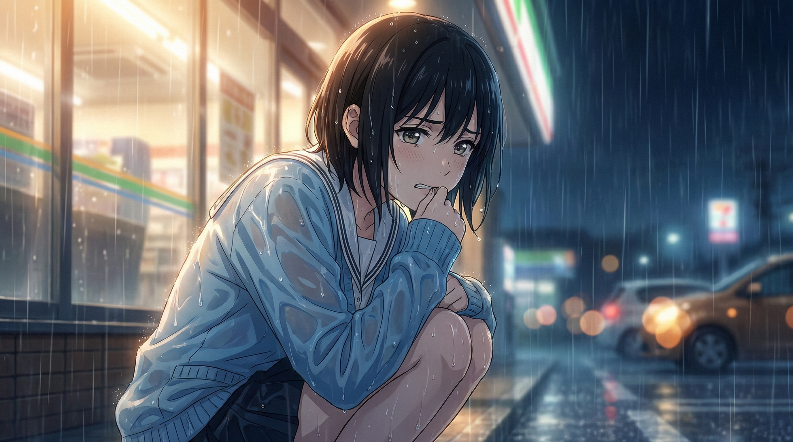 雨夜便利店治愈系动漫