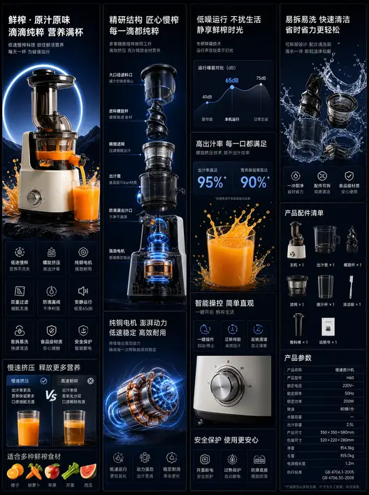 一键电商产品全案长图详情页商业设计高质感