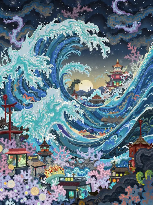 东方幻想平面插画