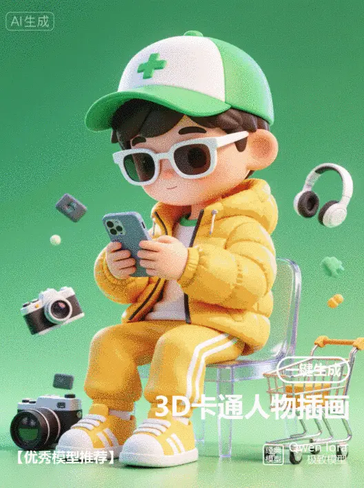 Qwen_3D卡通人物插画