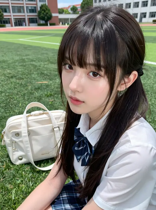 长相呆萌可爱的钝感女生，以手机摄影的自然风格呈现