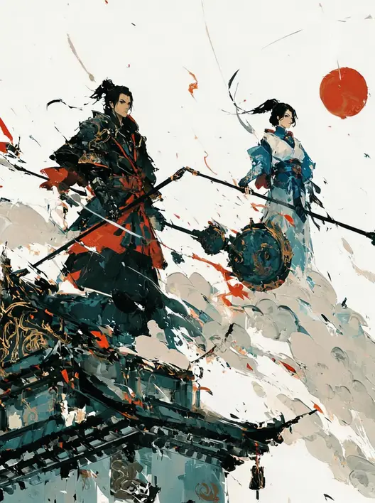 人物江湖武侠，素描风
