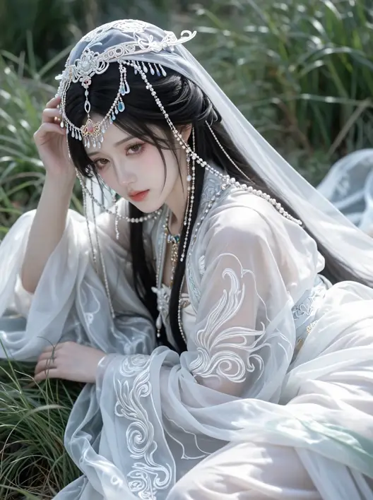 美人，妩媚惬意，疏离，复古，南北朝服饰
