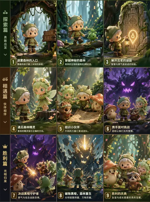 潮玩 IP 叙事九宫格分镜