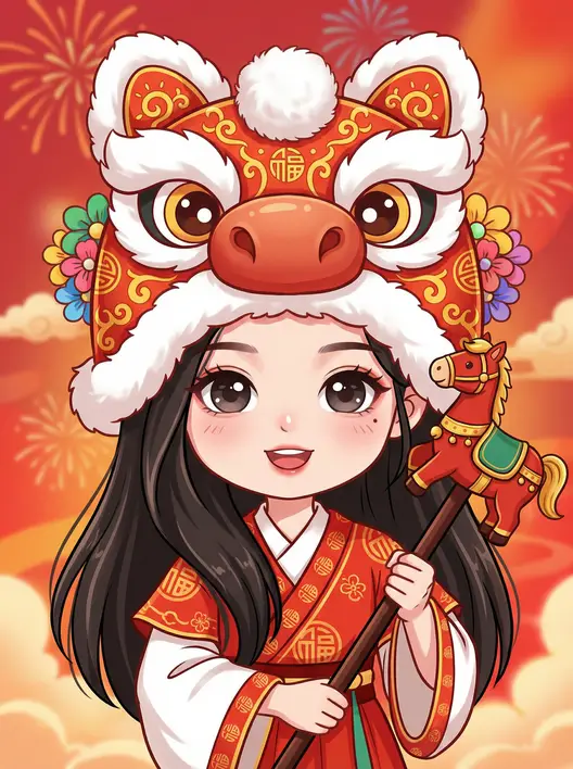 一键马年新年卡通形象