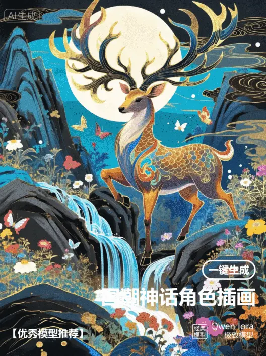 Qwen_国潮神话角色插画