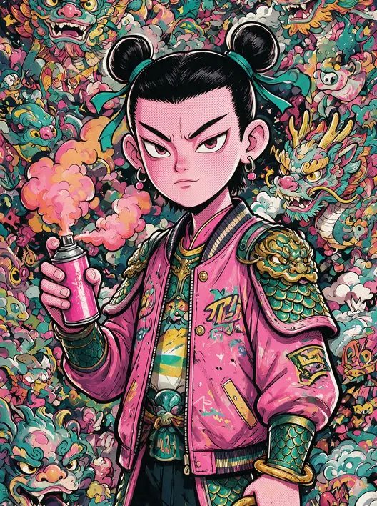 街头涂鸦的数字插画