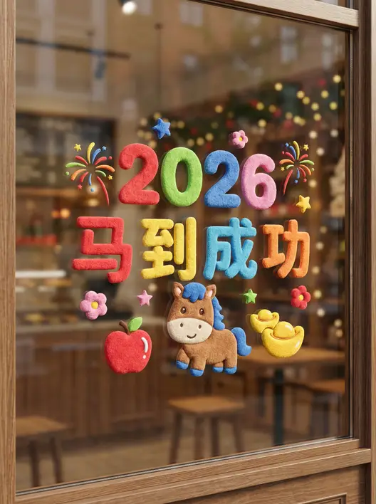 上传图案一键节日橱窗贴纸样机展示