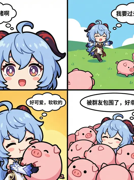 ’被🐖包围了‘四格漫